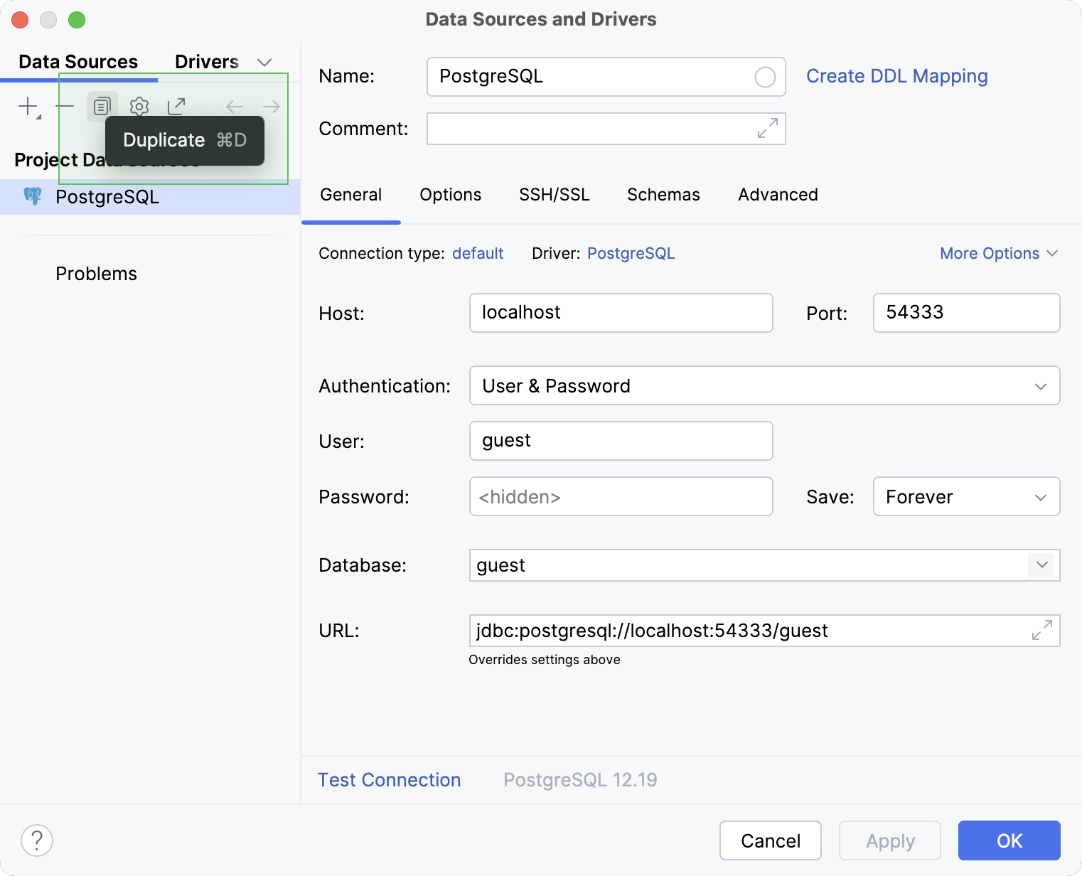 Duplicate your data source in the Data Source and Drivers dialig Duplicate your data source in the Data Source and Drivers dialig