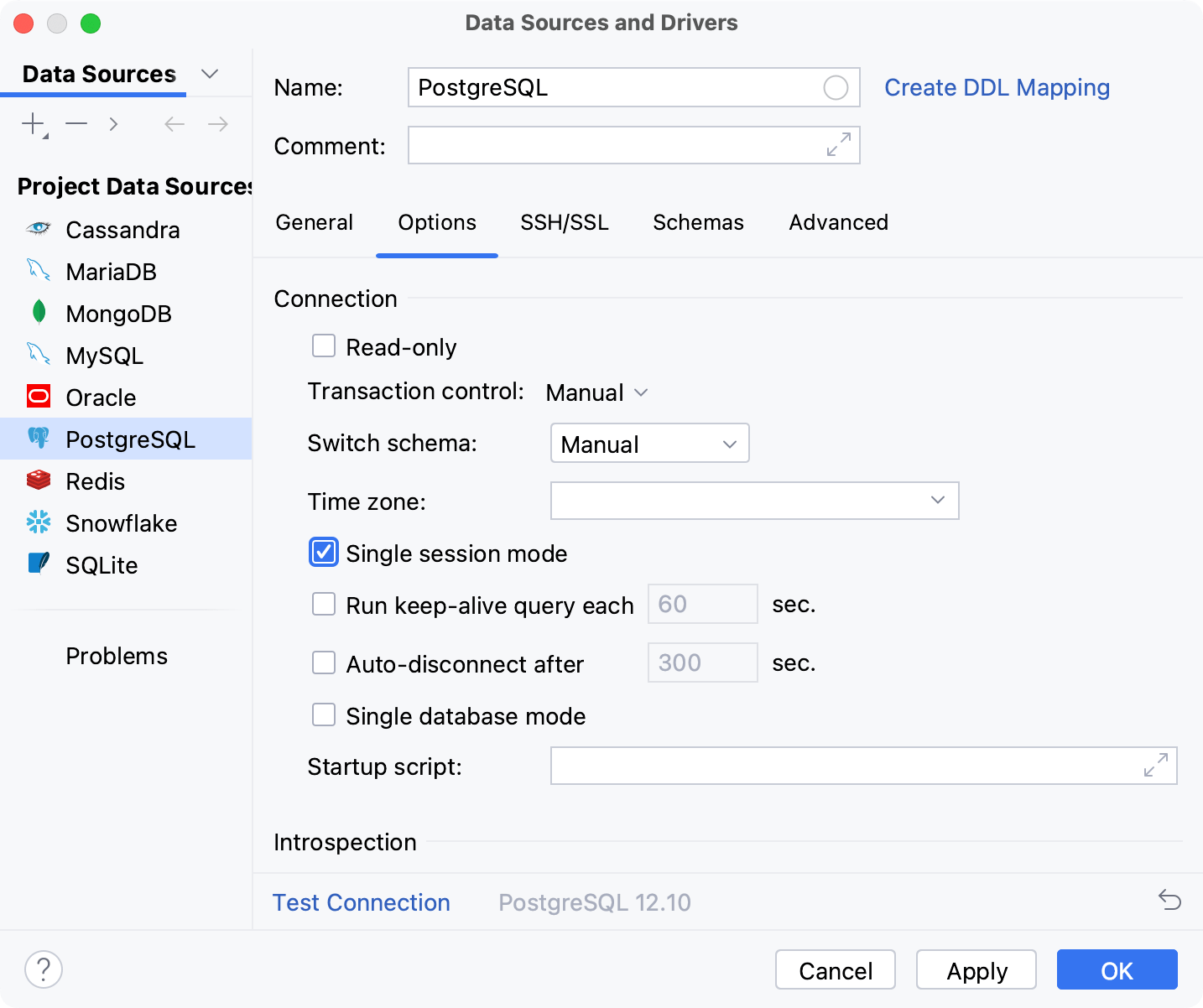 Enable the Single session mode