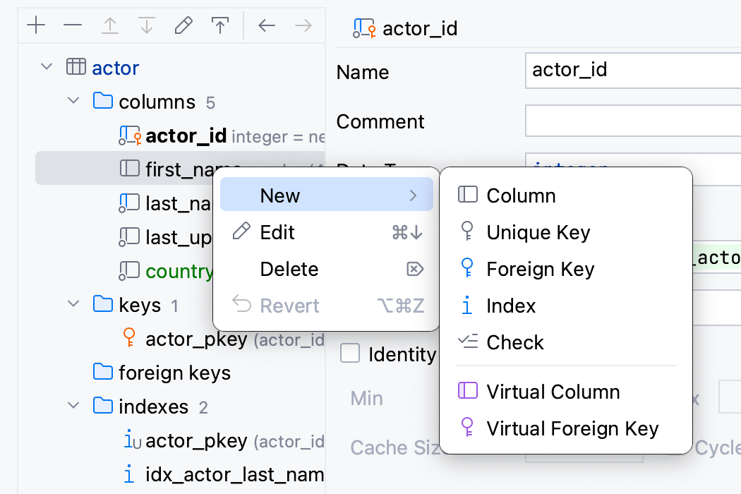 Manage objects in a Modify dialog using a context menu Manage objects in a Modify dialog using a context menu