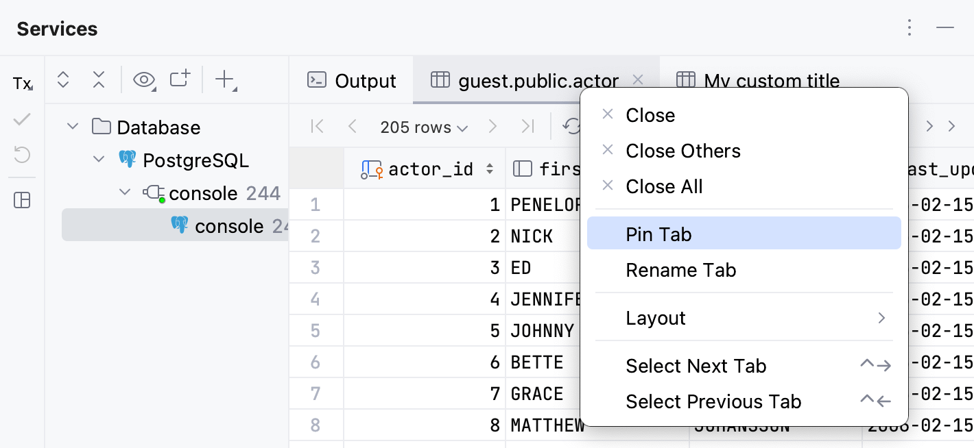 Pin the result tab Pin the result tab