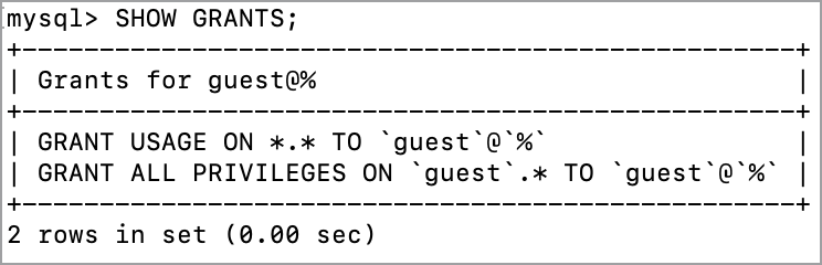 The SHOW GRANTS query The SHOW GRANTS query