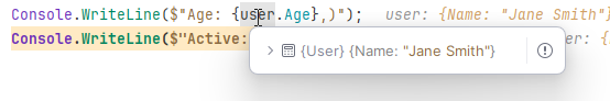 JetBrains&nbsp;Rider: Value tooltips for variables when debugging