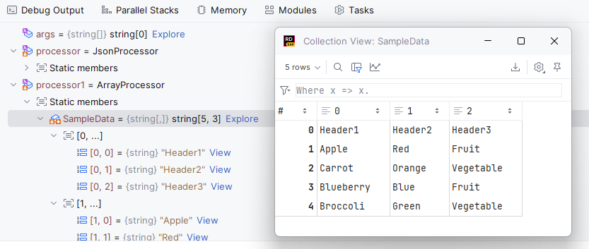 JetBrains Rider: Table visualization in debugger JetBrains Rider: Table visualization in debugger