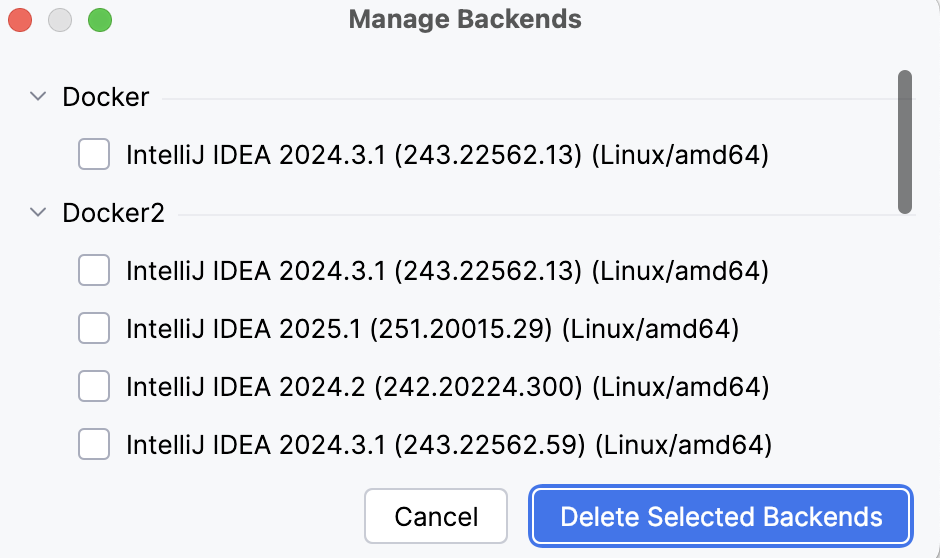 Manage backends Manage backends