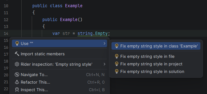 JetBrains Rider: Fix empty string style JetBrains Rider: Fix empty string style