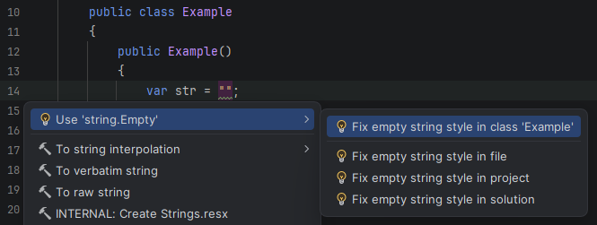 JetBrains Rider: Fix empty string style JetBrains Rider: Fix empty string style
