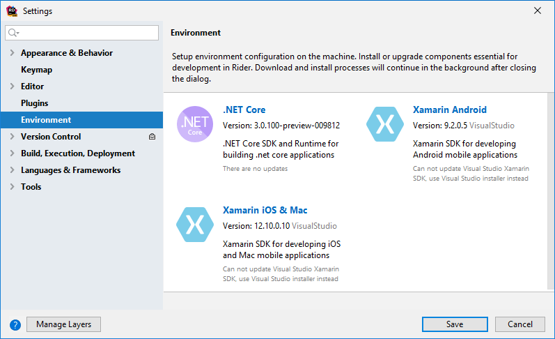 JetBrains Rider: Environment settings JetBrains Rider: Environment settings