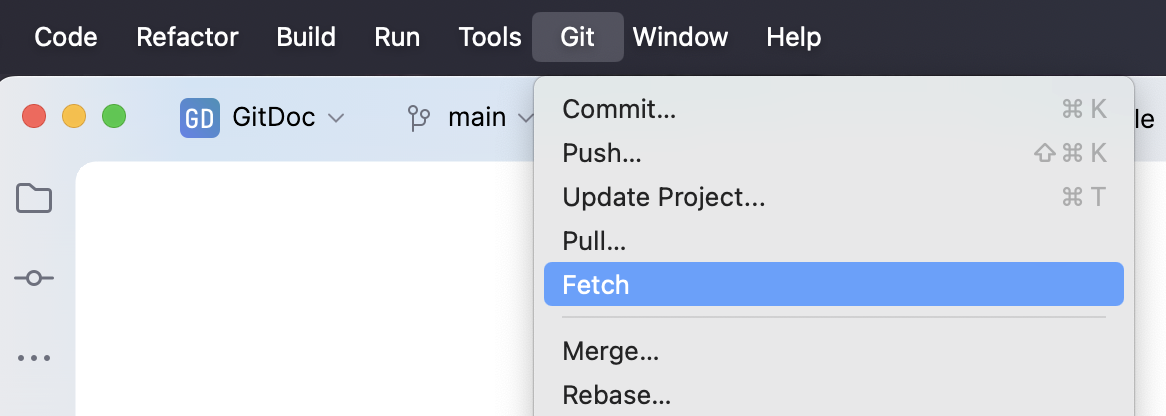 Fetch option in the main menu