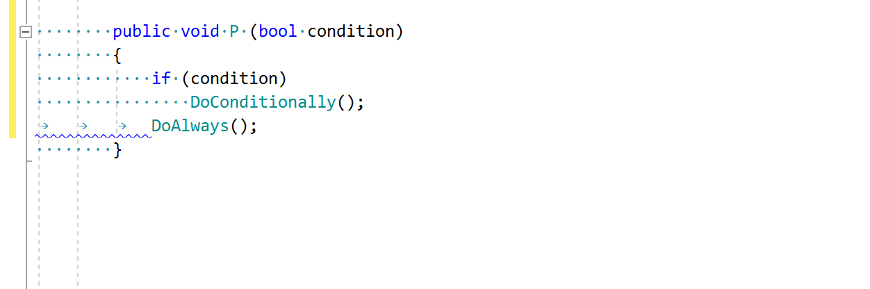JetBrains&nbsp;Rider code inspection: Incorrect indent (tabs/spaces mismatch)