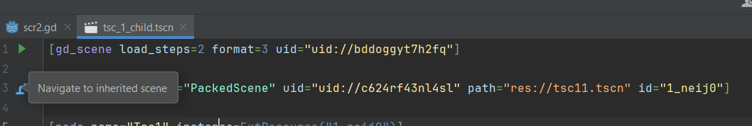 JetBrains&nbsp;Rider: Action indicators in GDScript - Inherited scene