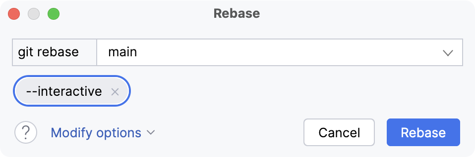 Choose target branch in the Git rebase dialog Choose target branch in the Git rebase dialog