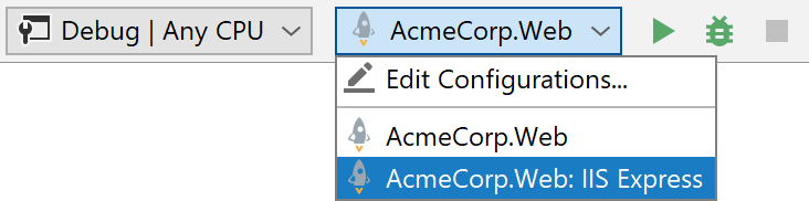 JetBrains&nbsp;Rider: IIS Express run configuration