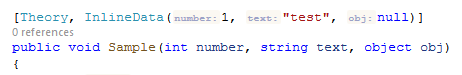 JetBrains&nbsp;Rider: Inlay hints for xUnit InlineData attribute