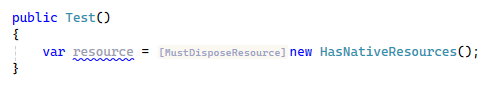 JetBrains&nbsp;Rider Inlay hints: MustDisposeResourceAttribute