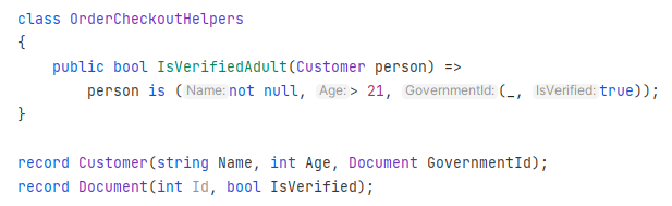 JetBrains&nbsp;Rider: Inlay hints for deconstruction pattern component names