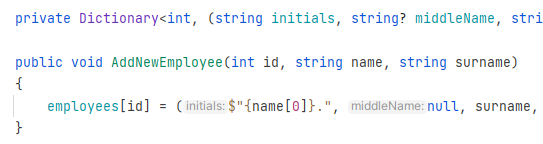 JetBrains&nbsp;Rider: Inlay hints for tuple component names
