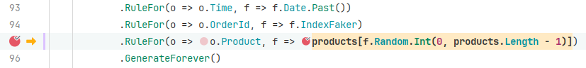 JetBrains&nbsp;Rider: A program suspended on an inline breakpoint