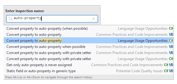 JetBrains&nbsp;Rider: Inspecting code with a single inspection