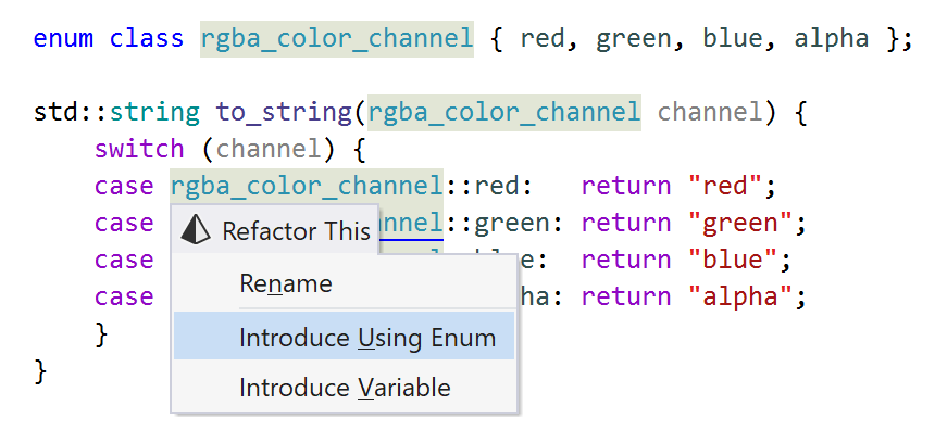 JetBrains&nbsp;Rider: Introduce Using Enum