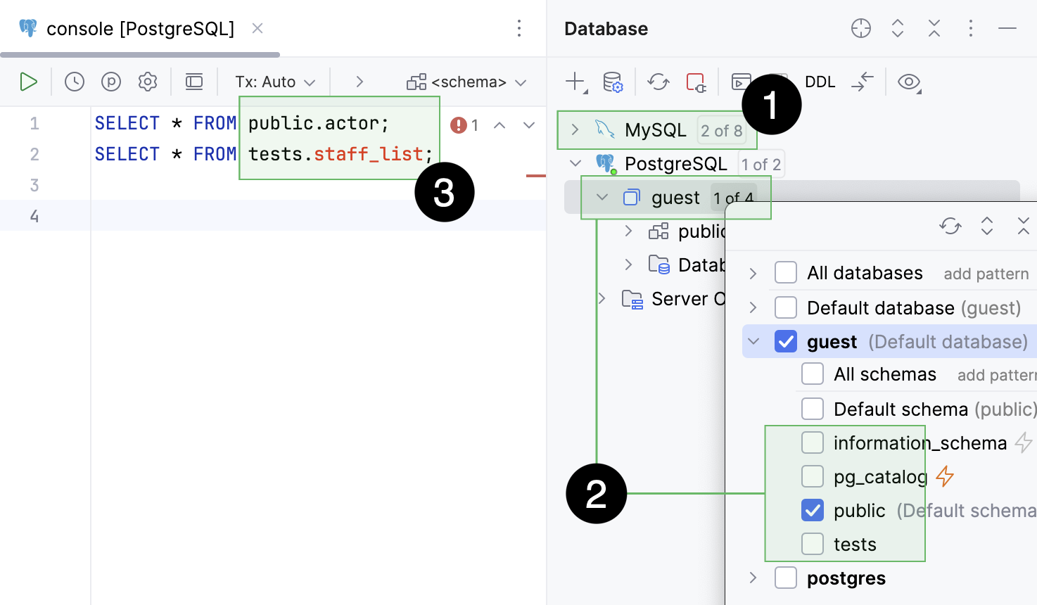 Database objects resolve for the introspected and not introspected schemas