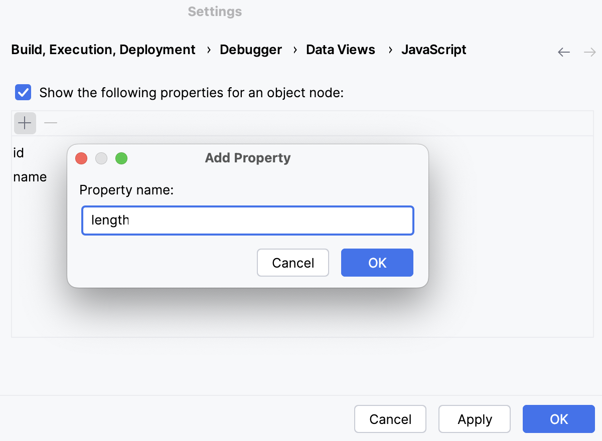 Properties to show on object nodes Properties to show on object nodes