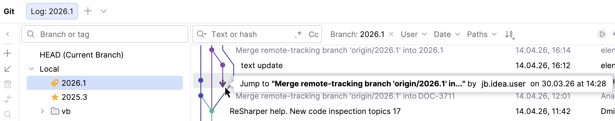 jump to next commit