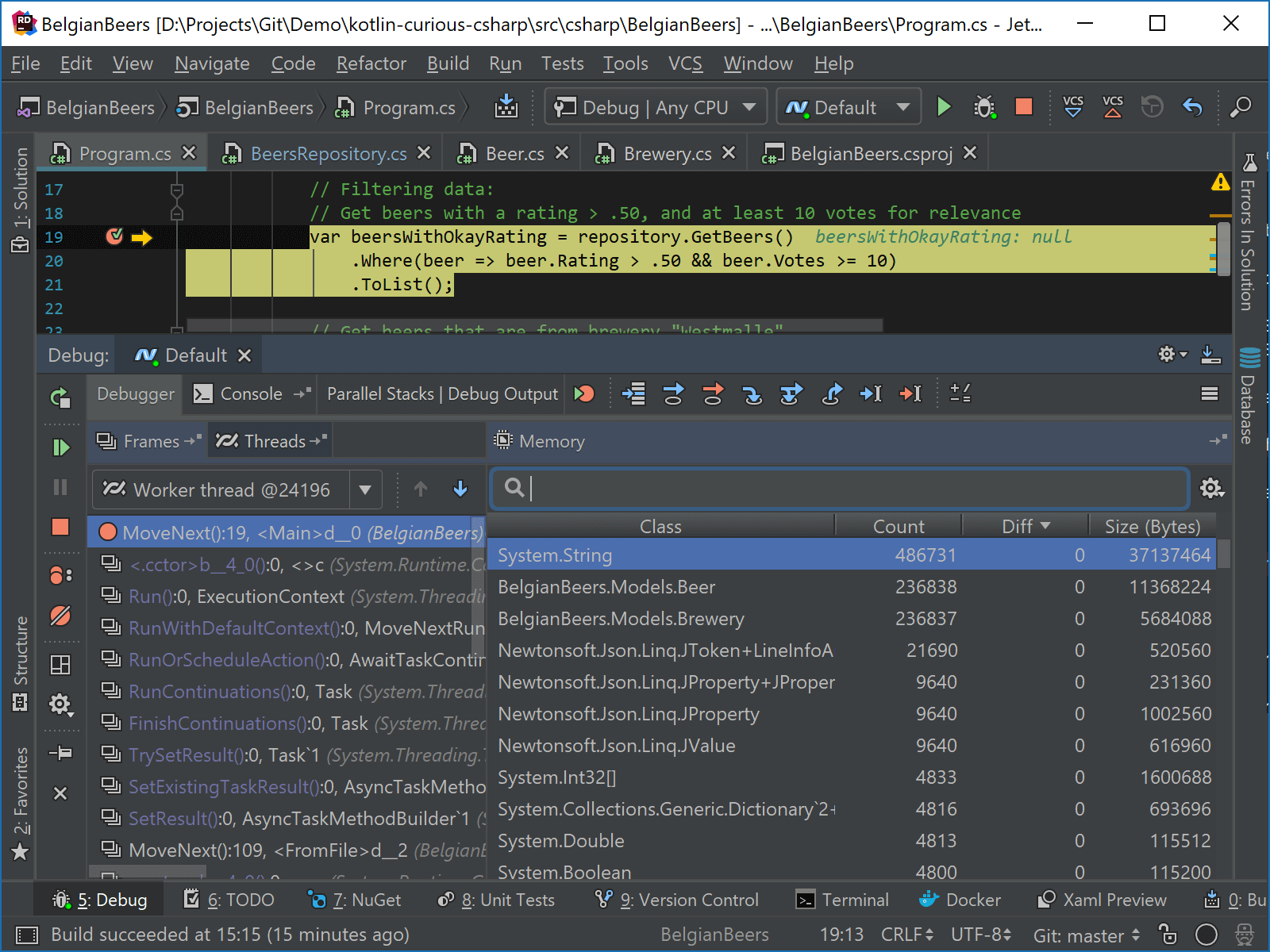 JetBrains Rider: List object instances in memory view