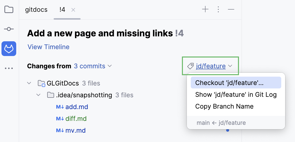 Checkout branch with incoming changes Checkout branch with incoming changes