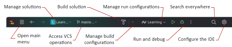 JetBrains&nbsp;Rider: using navigation bar to access most frequently used actions