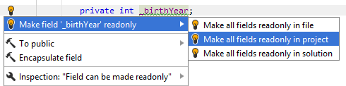 Make field readonly quick-fix Make field readonly quick-fix