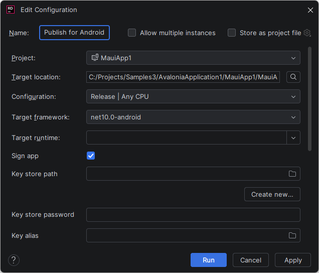 JetBrains Rider: publish MAUI application JetBrains Rider: publish MAUI application