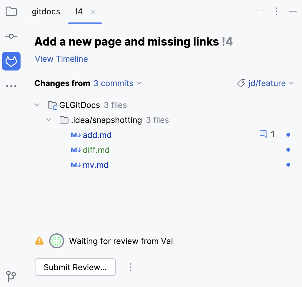Merge Request overview Merge Request overview