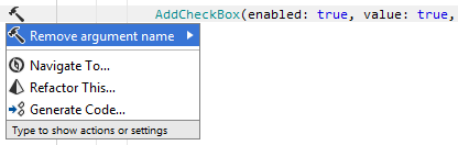 JetBrains&nbsp;Rider: A context action to add or remove argument names