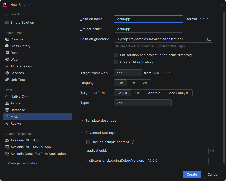 JetBrains Rider: New Solution wizard. Xamarin JetBrains Rider: New Solution wizard. Xamarin