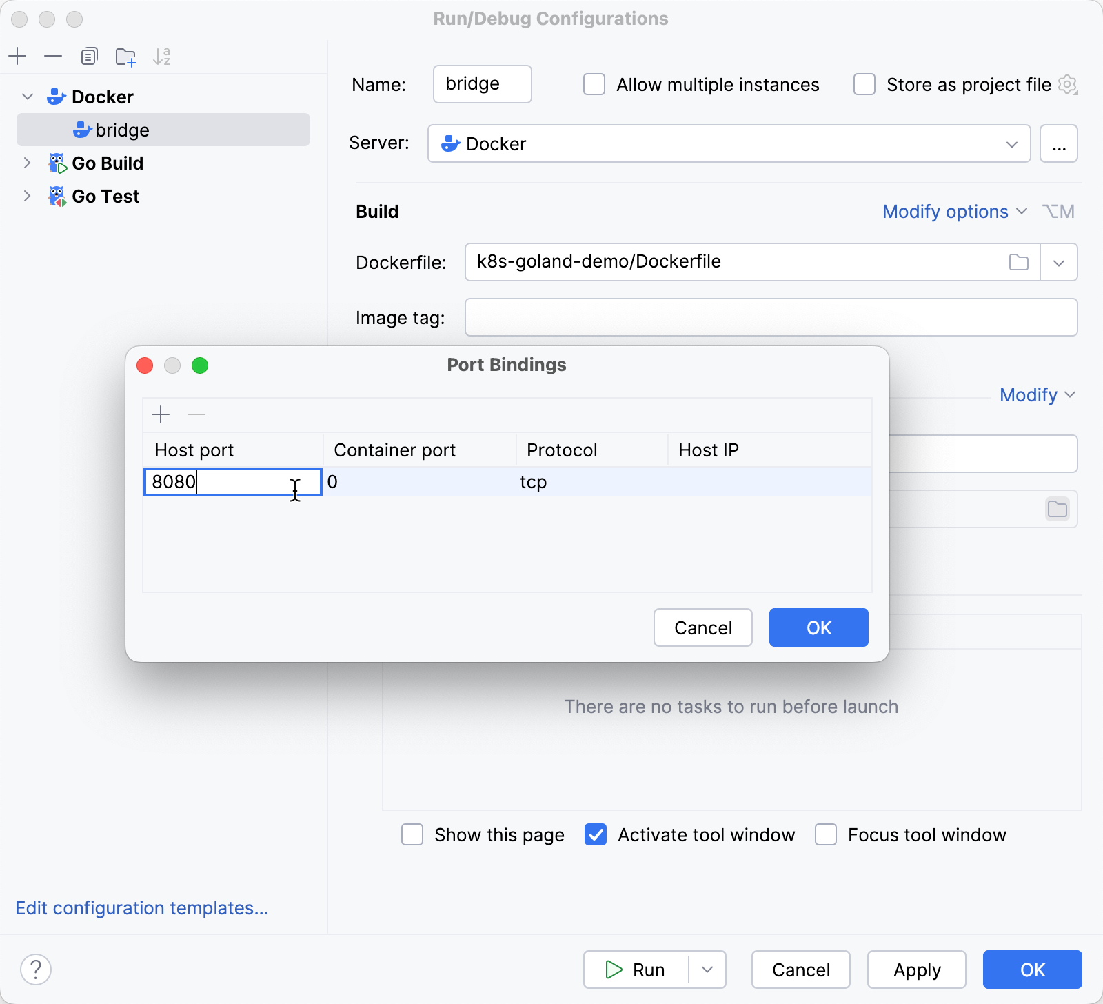 Docker: Port binding added