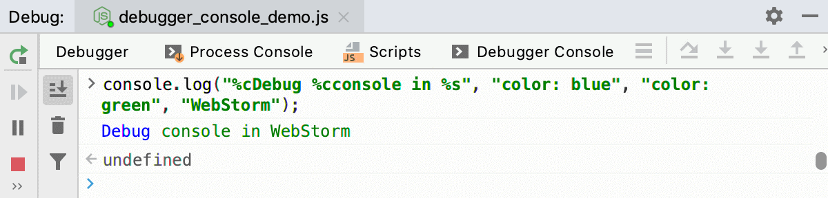 Node.js interactive debugger console: applying CSS style to log messages Node.js interactive debugger console: applying CSS style to log messages