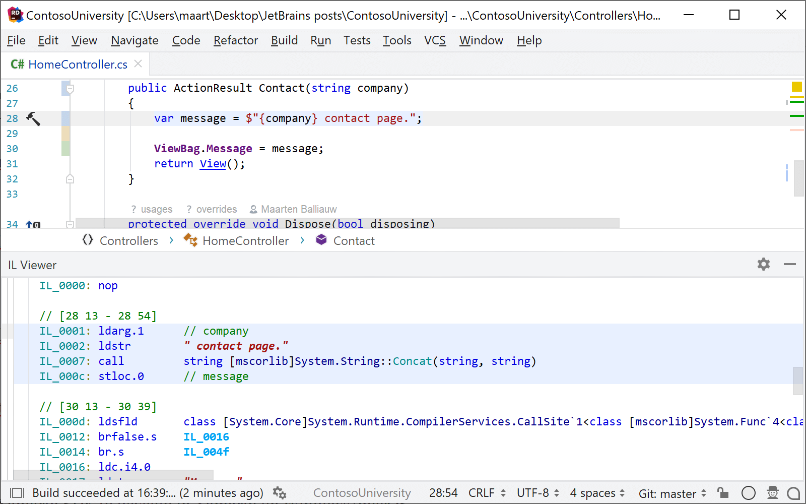 JetBrains Rider: Using IL Viewer