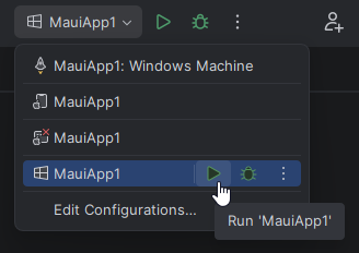 JetBrains Rider: Choosing a run/debug configuration for a MAUI application JetBrains Rider: Choosing a run/debug configuration for a MAUI application