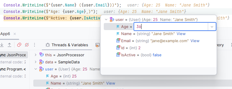 JetBrains&nbsp;Rider: Setting variable value via inline hint