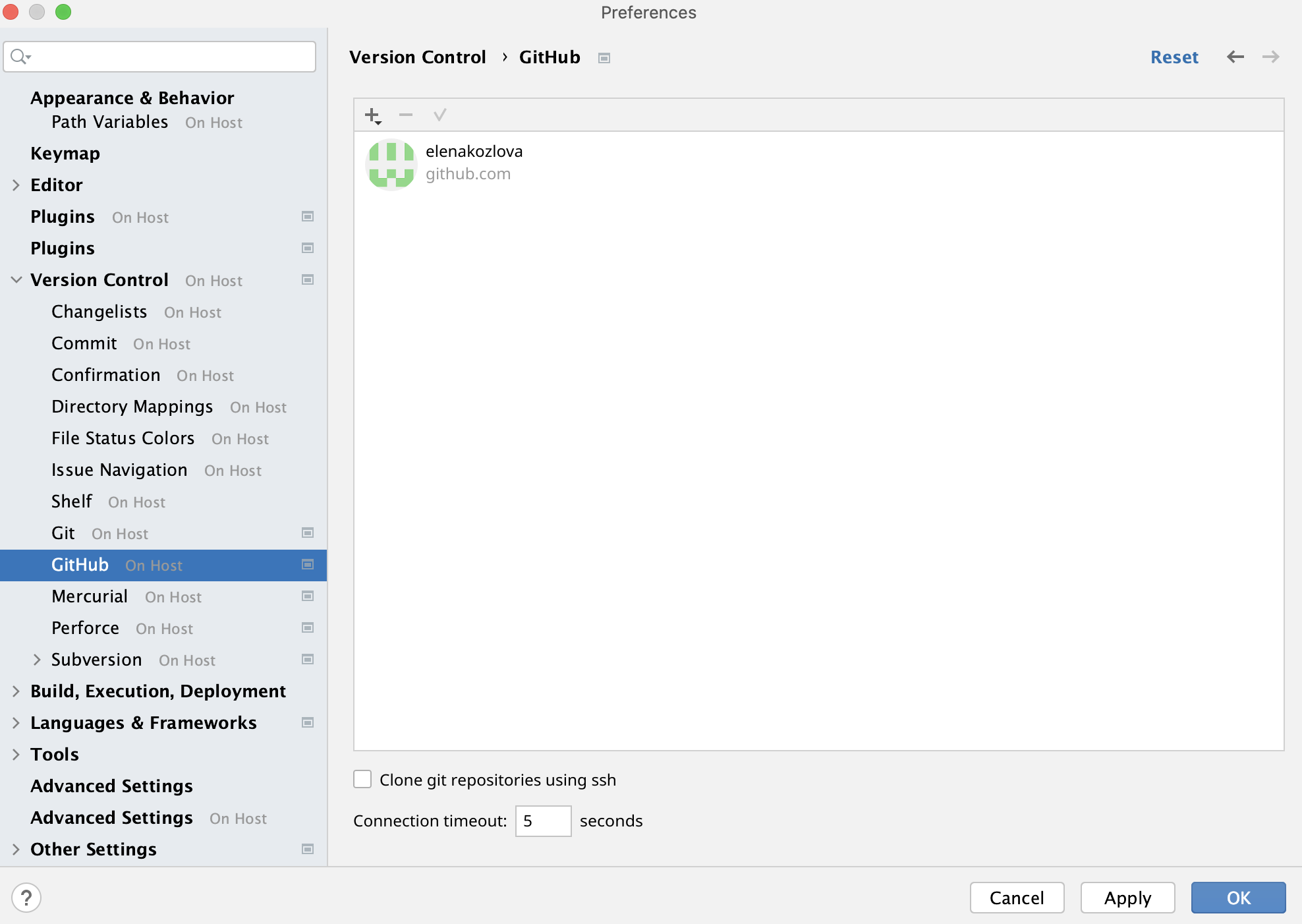 the GitHub settings the GitHub settings