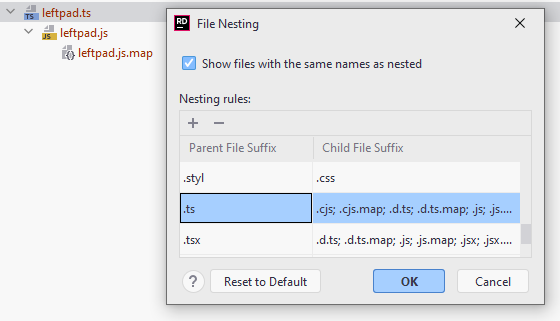 JetBrains Rider: Grouping related files using file nesting JetBrains Rider: Grouping related files using file nesting
