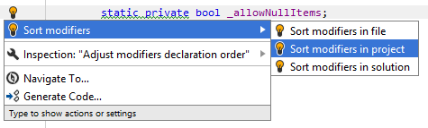 Sorting modifiers with JetBrains&nbsp;Rider