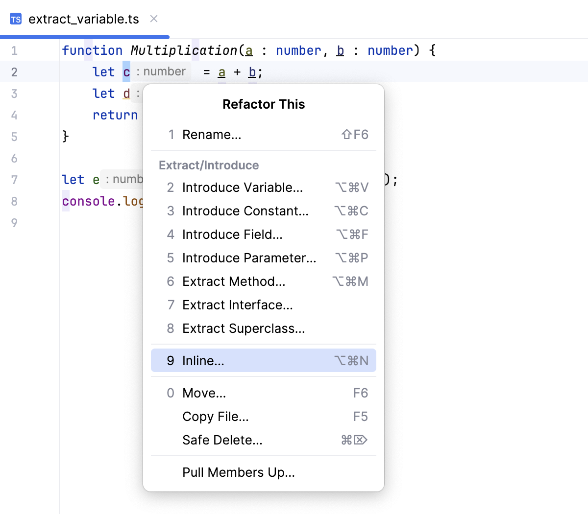 Invoke the Inline Variable refactoring Invoke the Inline Variable refactoring