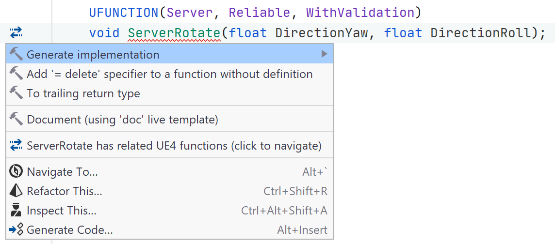 JetBrains&nbsp;Rider: UUnreal Engine remote procedure calls support