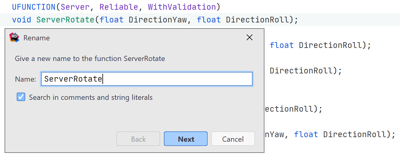 JetBrains&nbsp;Rider: refactoring RPC function calls