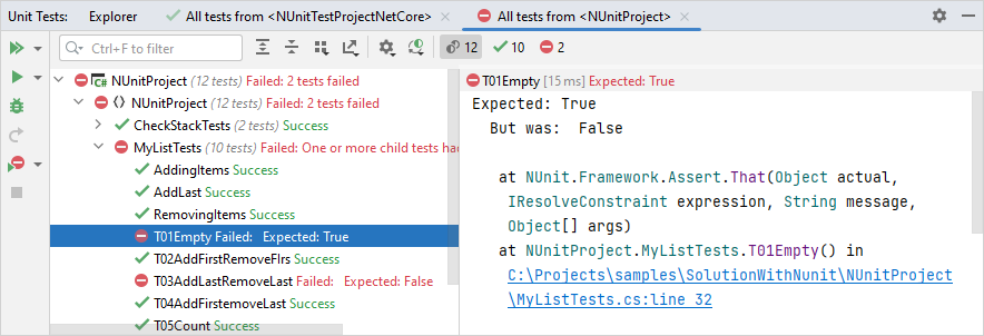 JetBrains Rider: Unit test sessions JetBrains Rider: Unit test sessions