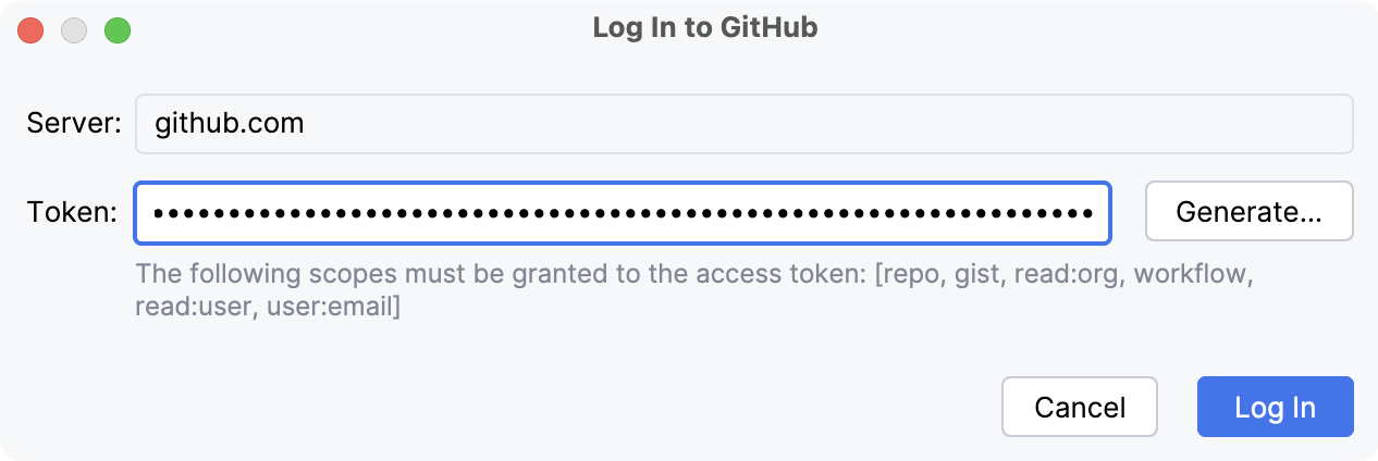Adding GitHub account with token