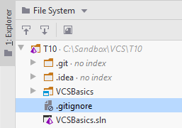 JetBrains&nbsp;Rider: .gitignore in the project root