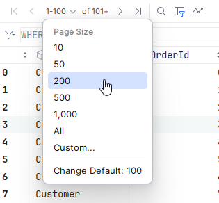 JetBrains Rider: Tabular visualization. change page size JetBrains Rider: Tabular visualization. change page size