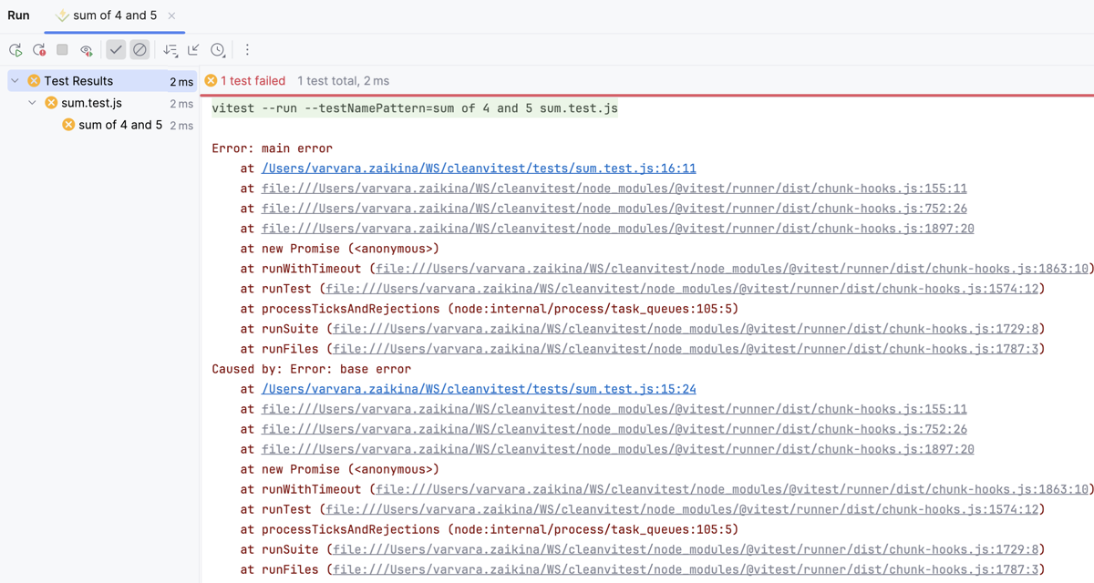Details error information
